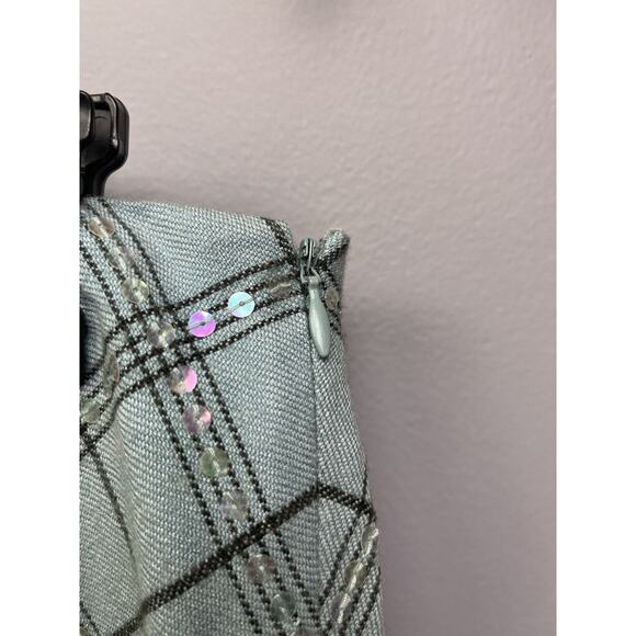 Vintage Tribeca Studio Skirt Womens 12 blue plaid sequined Wool Blend‎ A-Line - Picture 4 of 6